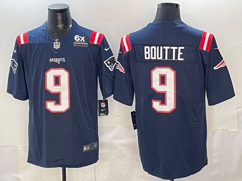 Men 2026 New England Patriots #9 Boutte Blue Nike Limited NFL Jersey 01